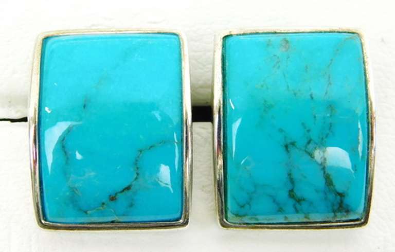Sterling Blue Turquoise Earrings