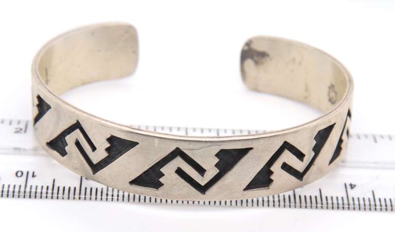 Vintage Sterling Silver American Indian Cuff Bangle