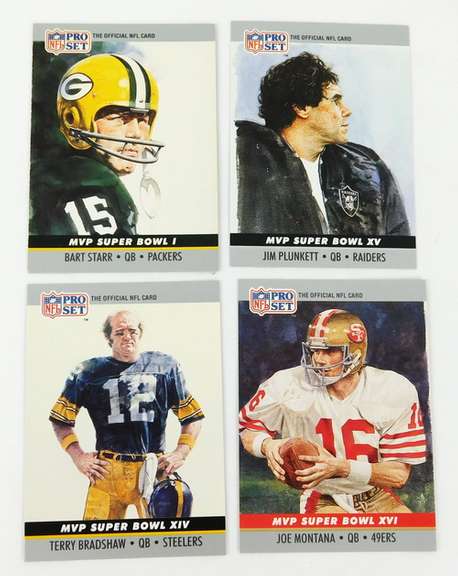 4 Pro-Set 1990 QB MVP Football Cards