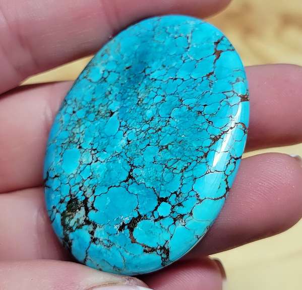 Striking well marbled 61.5ct Turquoise cabochon