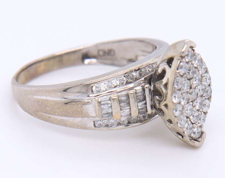 Majestic White Gold PC, RN, Bagu and Marq Diamond Cluster Ring