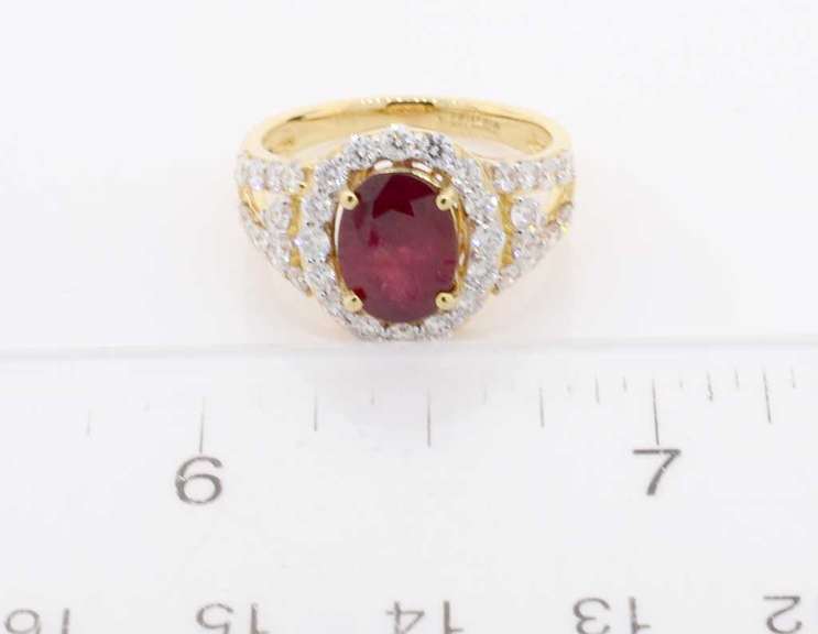 Royally Red Ruby & Diamond Ring in 18K Yellow Gold