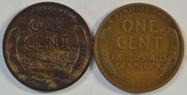 Original Uncirculated 1915-D & Choice XF 1924-S Lincoln Cent