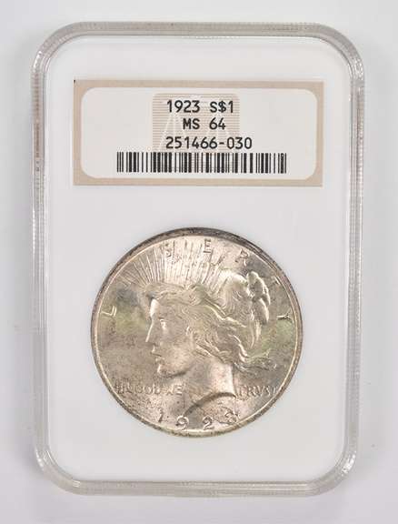 MS64 1923 Peace Silver Dollar - Graded NGC