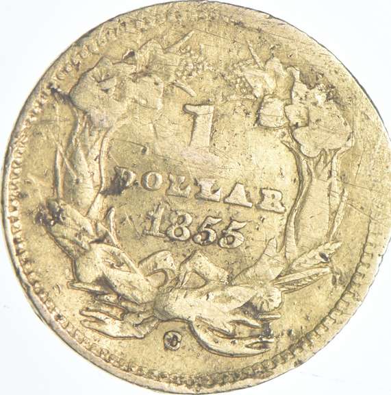 1855-C $1 Indian Princess Head Gold Dollar