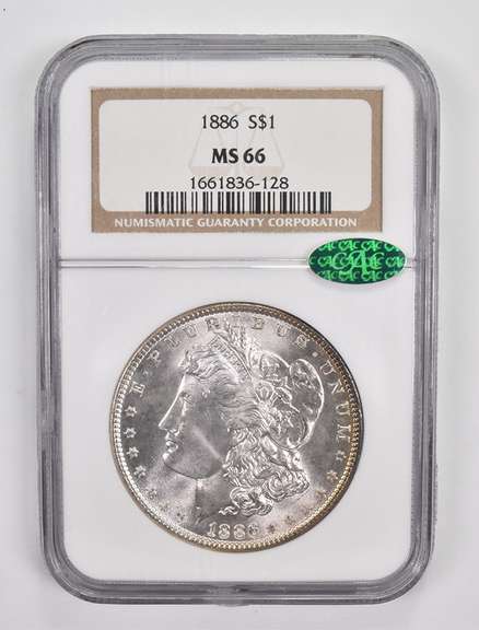 MS66 1886 Morgan Silver Dollar - CAC - Graded NGC
