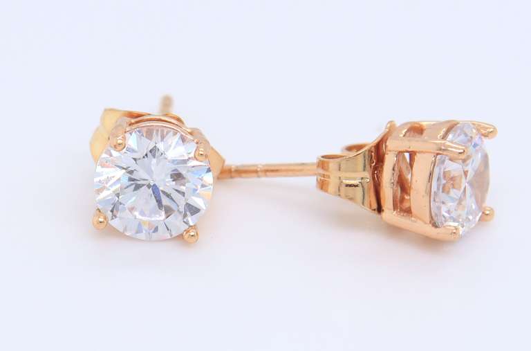 Lot of 2 Sterling Silver Cubic Zirconia Stud Earrings