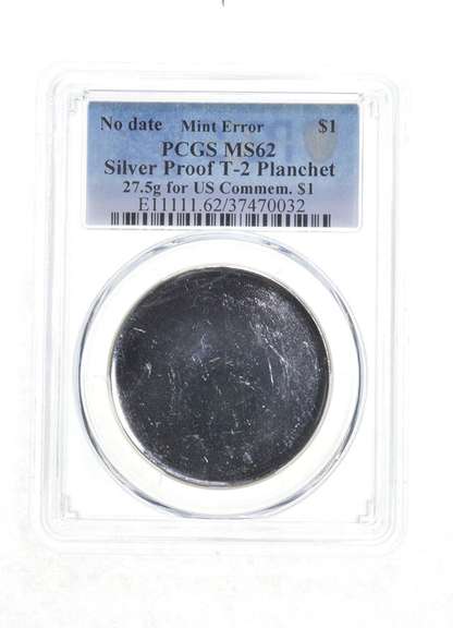 Error MS62 No Date Silver Proof - 27.5g For US Commem Dollar - PCGS