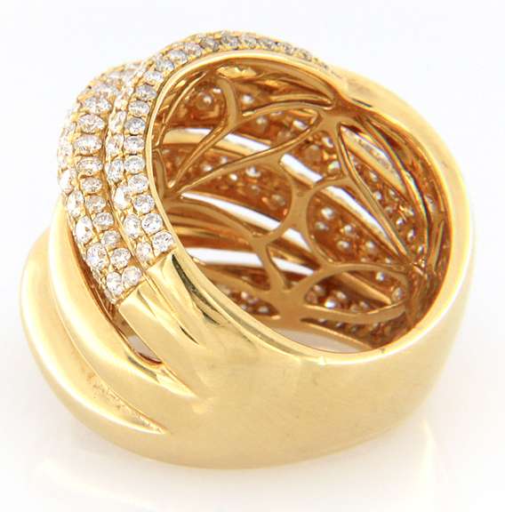 Majestic 18kt Yellow Gold Diamond Crossover Multi Row Ring