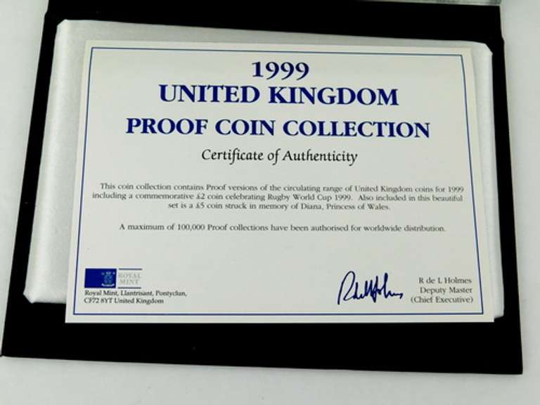1999 U.K. Proof Coin Set w/COA - Memory of Diana