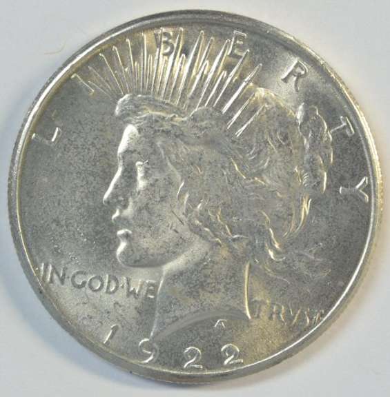 Flashy-white Choice BU 1922-S Peace Silver Dollar