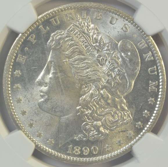 Very flashy Choice BU 1890-S Morgan Silver Dollar. NGC MS63