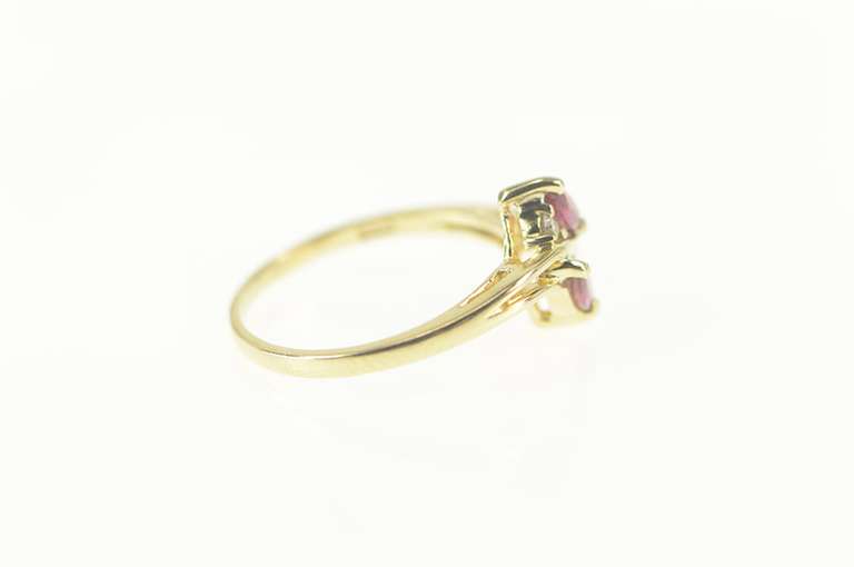 14K Yellow Gold Natural Ruby Diamond Accent Bypass Ring