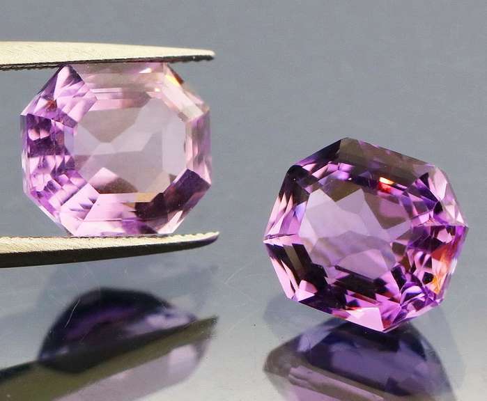 Glittering 3.87ct pink Amethyst pair