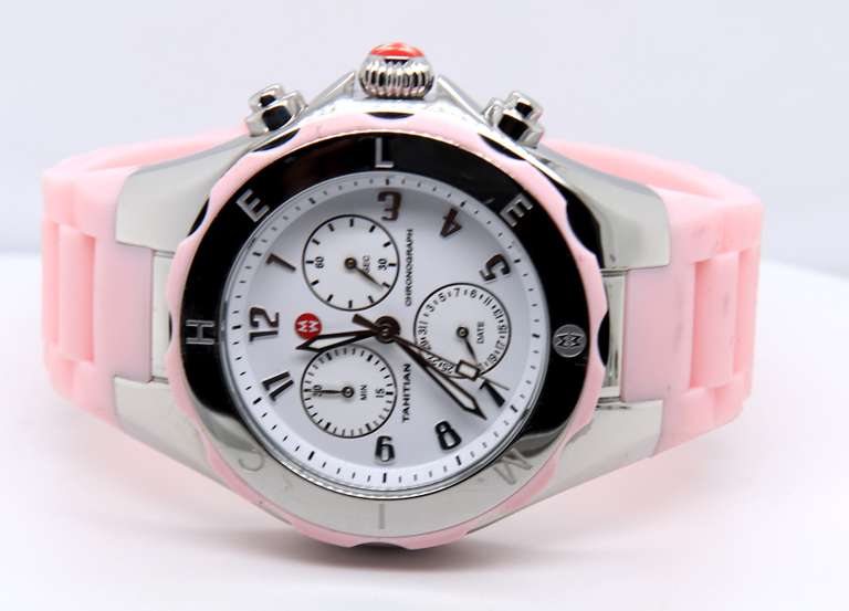Michele Tahitian Pink Jelly Bean Chronograph Watch