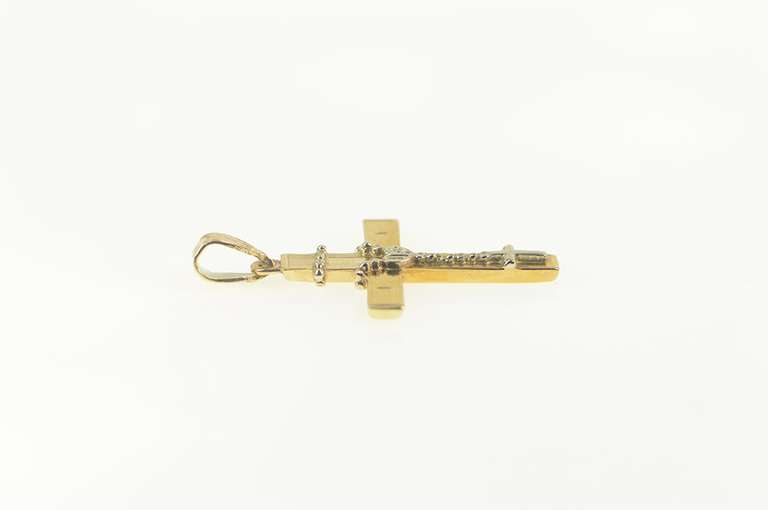 14K Yellow Gold Catholic Crucifix Rosary Accent Cross Symbol Pendant
