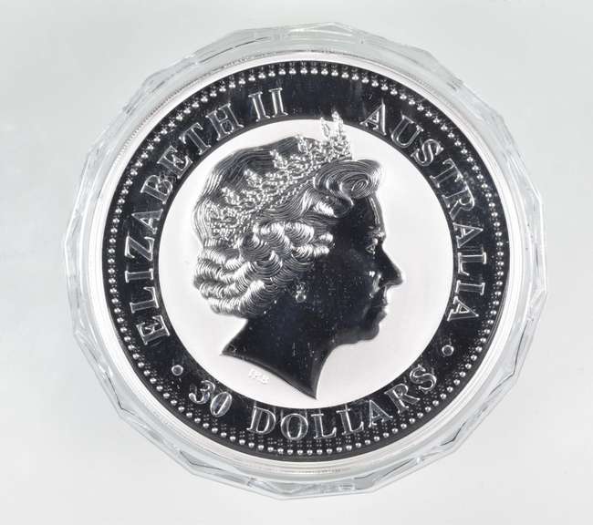 2002 Australia 30 Dollars - Kookaburra - 1 Kilo .999 Fine Silver