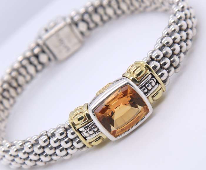 925/18kt Lagos Caviar Citrine Bangle Bracelet