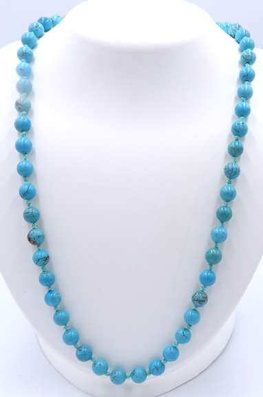 Turquoise Beads Long Necklace