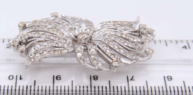 Dazzling White Gold Ribbon Diamond Brooch