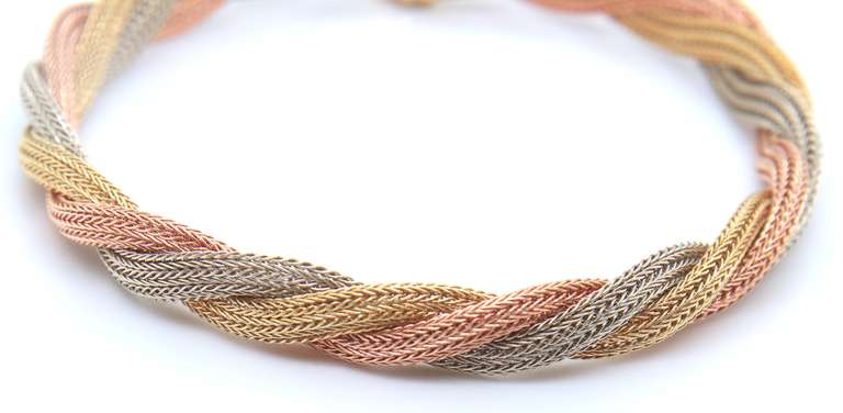 Powerful Tri Color Gold Woven Mesh Bracelet