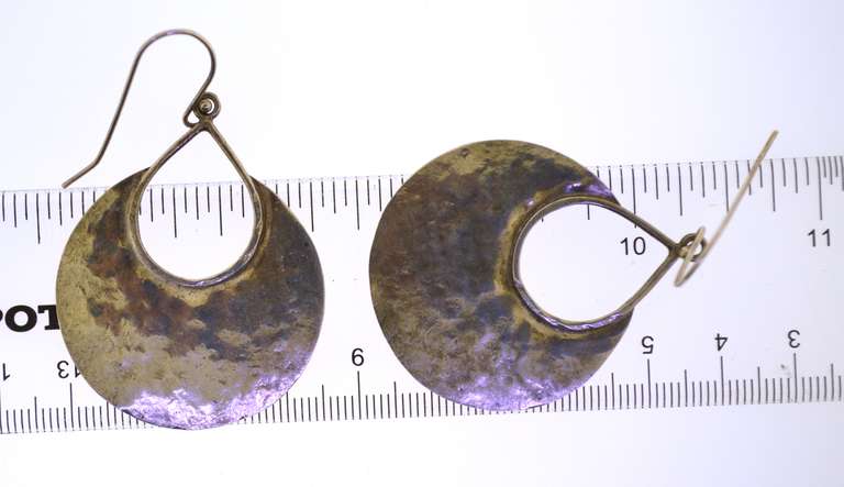 Sterling Silver Hammered Finish Large Hoop Earrings