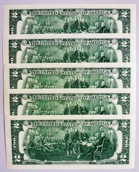 (5) Superb Crisp Exceptional 2013 $2 Star Replacement Notes San Francisco-Consecutive!