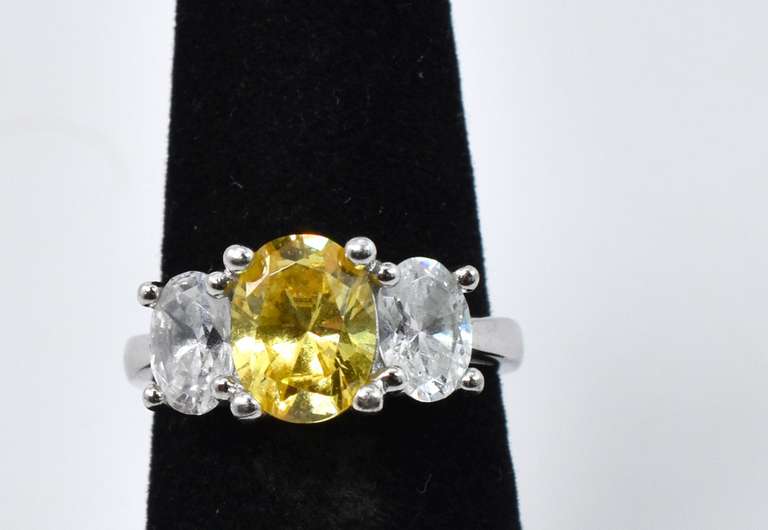 Sterling Silver 3 Gemstone Ring