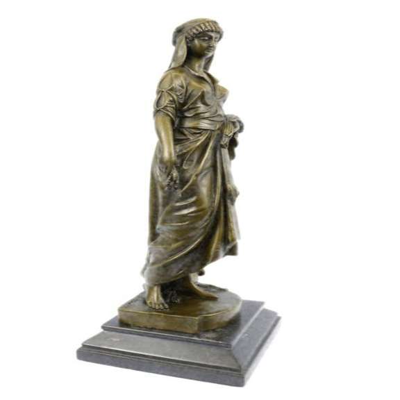 Young Woman with a Bundle of Wheat Bronze Sculpture