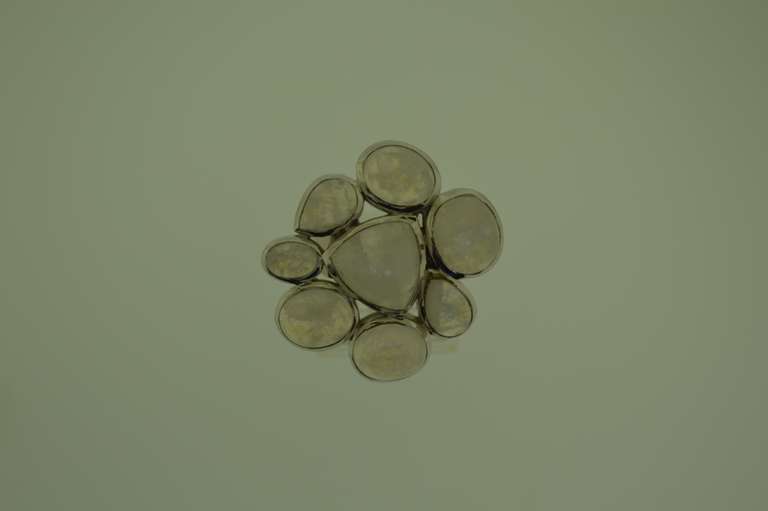 Sterling Silver Milky Stone Cluster Ring