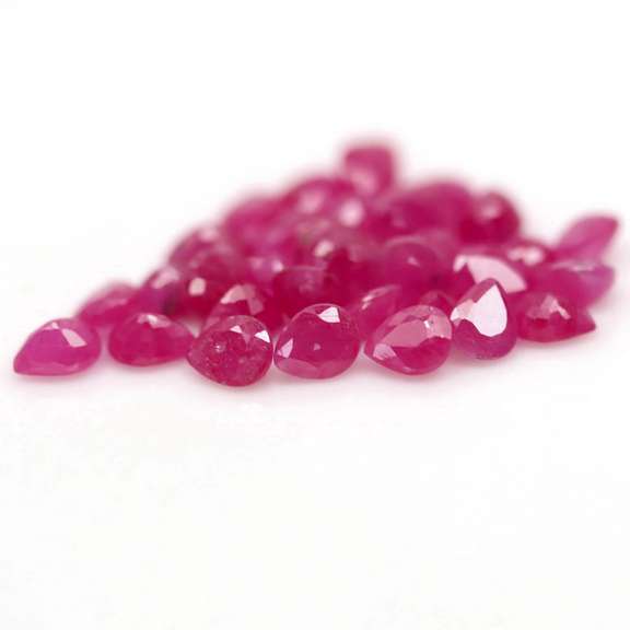 Heated only! 11.94ct pear cut pink Ruby set