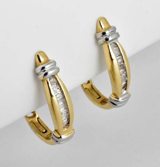 Feminine Baguette Diamond Hoops