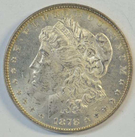 Frosty-white very Choice BU 1878-P 7TF Morgan Silver Dollar
