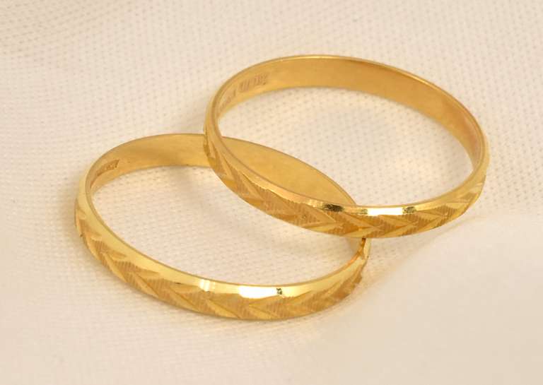 Glittering Matched Pair of 14k Bands
