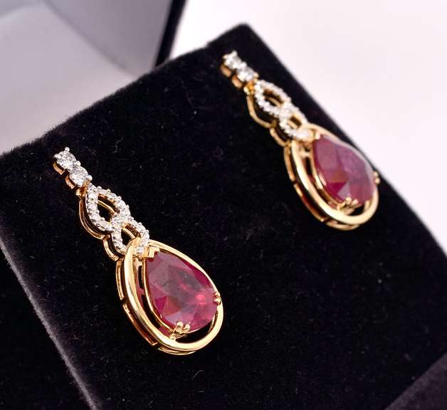 Dazzling 7.22CTW & 0.18CTW Diamond Dangling Earrings in Gold Plated Sterling Silver