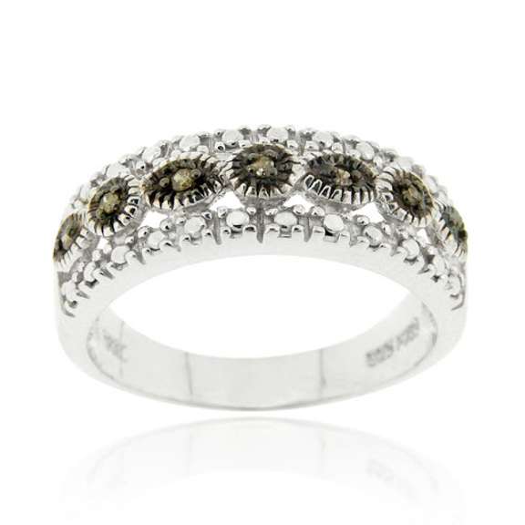 Sterling Silver 1/10ct TDW Black Diamond Band Ring