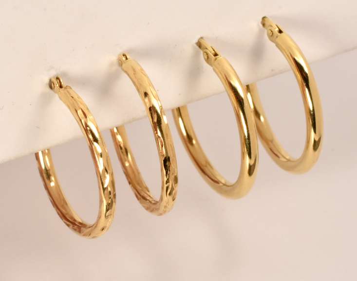 Two Pairs of 14k Hoop Earrings