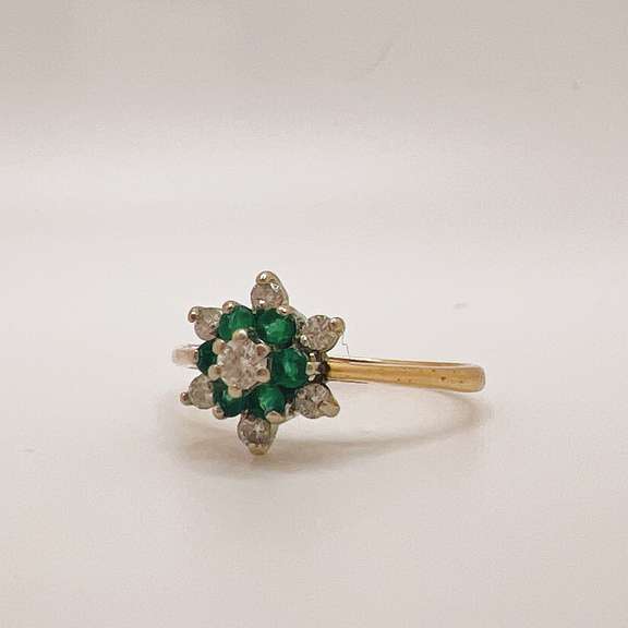 14kt Gold, Emerald, & Diamond Cocktail Ring