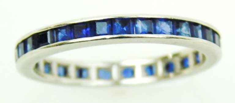 Beautiful 14K Blue Sapphire Eternity Band, Size 9.25
