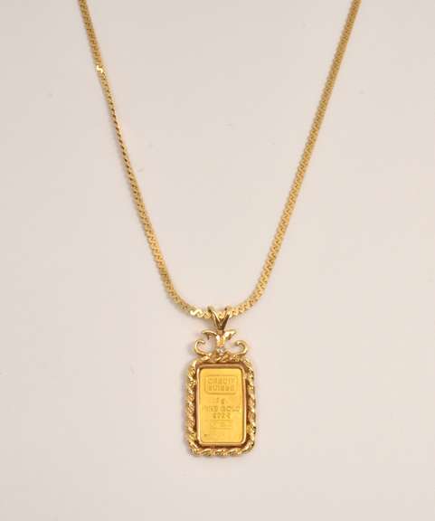 24k Ingot Pendant on a Necklace