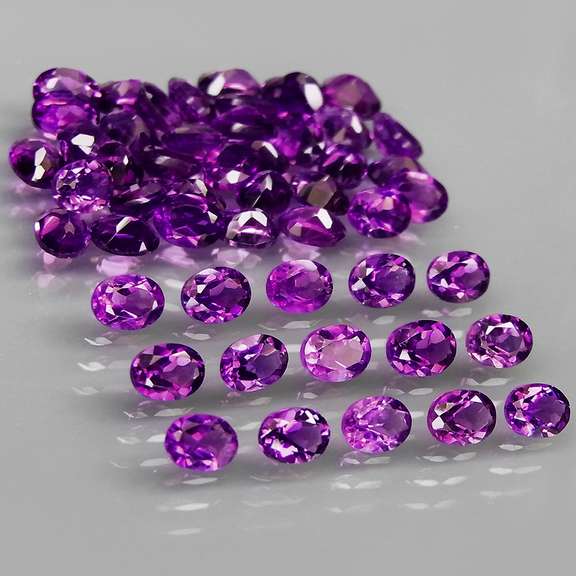 Royal purple! 7.44ct 4x3mm real Bolivian Amethyst set