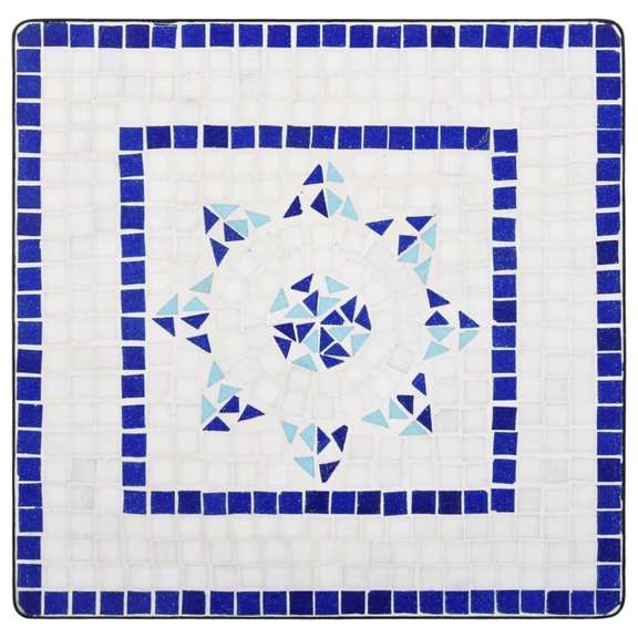Bistro Table Blue and White 23.6 inch Ceramic