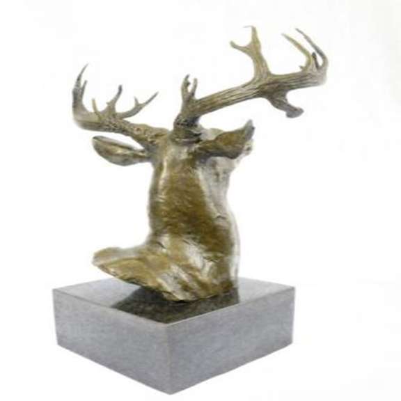 Elk Deer Stag Bust Bronze Statue