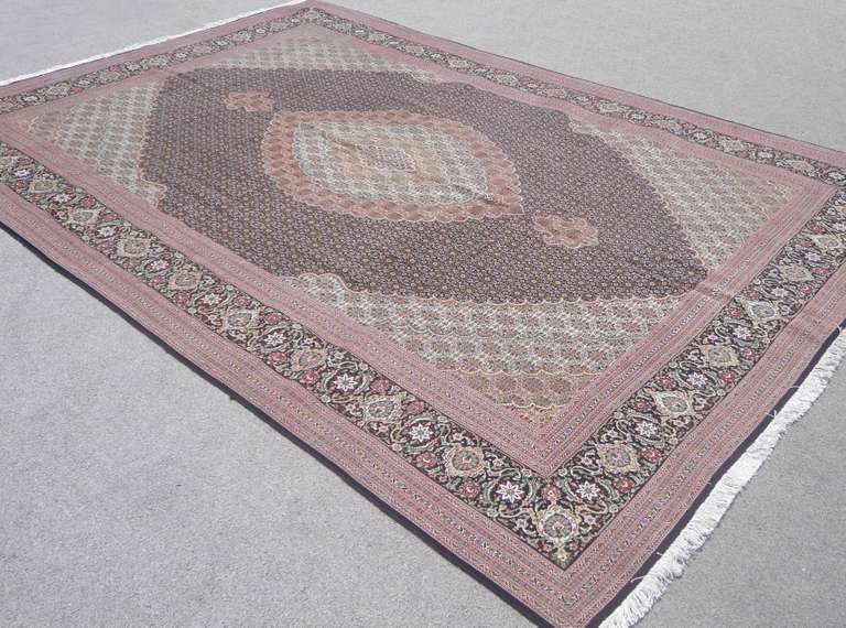 Highlighted Silk Persian Tabriz Mahi (Fish) 8.1x11.7