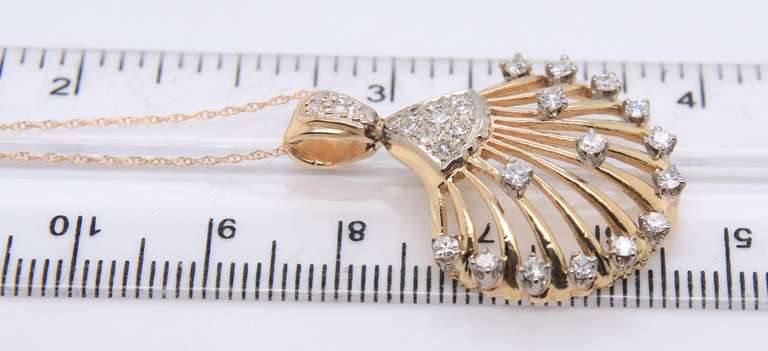 Sparkling Yellow Gold Shell Diamond Pendant on Chain