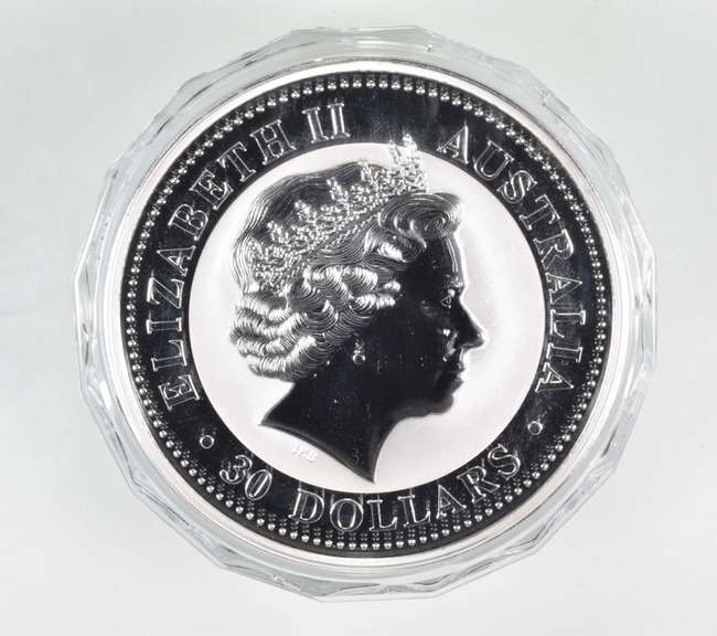 1999 Australia 30 Dollars - Kookaburra - 1 Kilo .999 Fine Silver