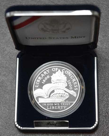 2000 Library Of Congress Proof Silver Dollar OGP.