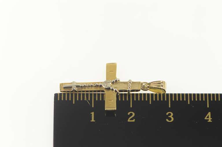 14K Yellow Gold Catholic Crucifix Rosary Accent Cross Symbol Pendant