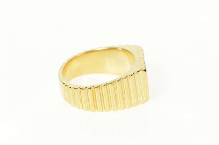14K Yellow Gold 0.60 Ctw Men's Squared Diamond Striped Ring