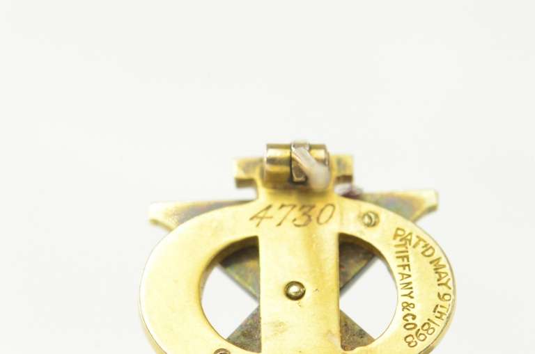 14K Yellow Gold 1890's Phi Chi Tiffany & Co. Enamel Lapel Pin/Brooch